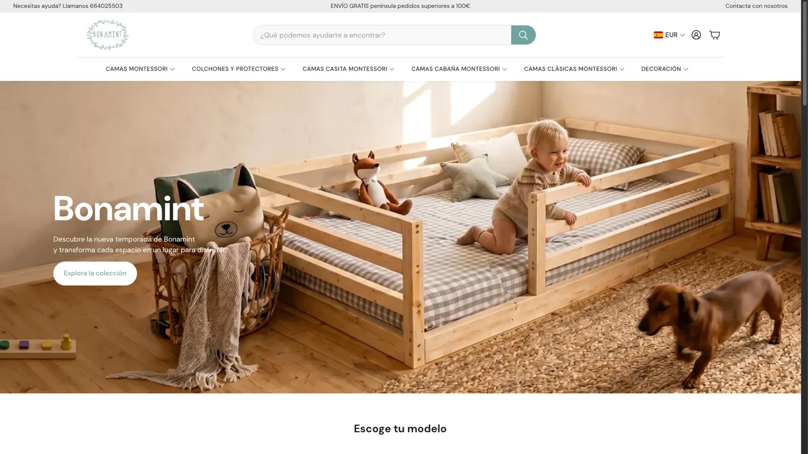 Vista de la tienda online de Bonamint en Shopify